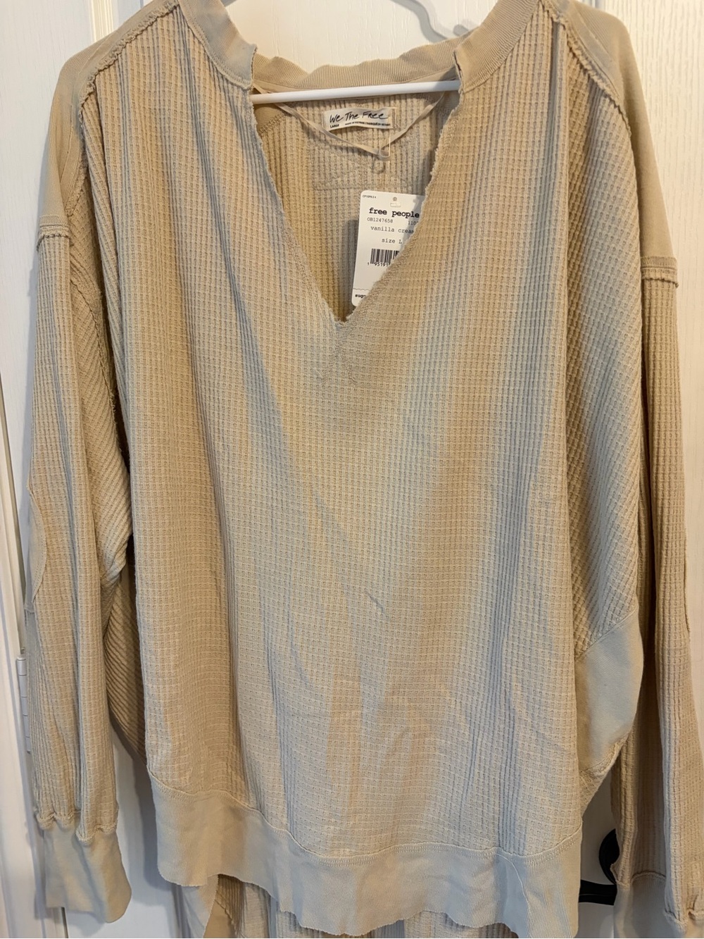 Free People Vanilla Cream Ribbed Pullover